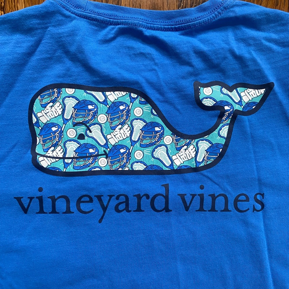 Vineyard Vines Blue Lacrosse Short Sleeve Shirt Boys Youth Large 16 T-Shirt Top